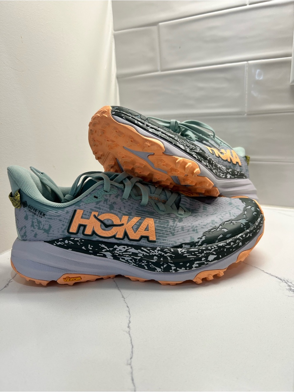 HOKA Speedgoat 6 GTX Jade Ash Grey Women's Size 9B Trail Shoes